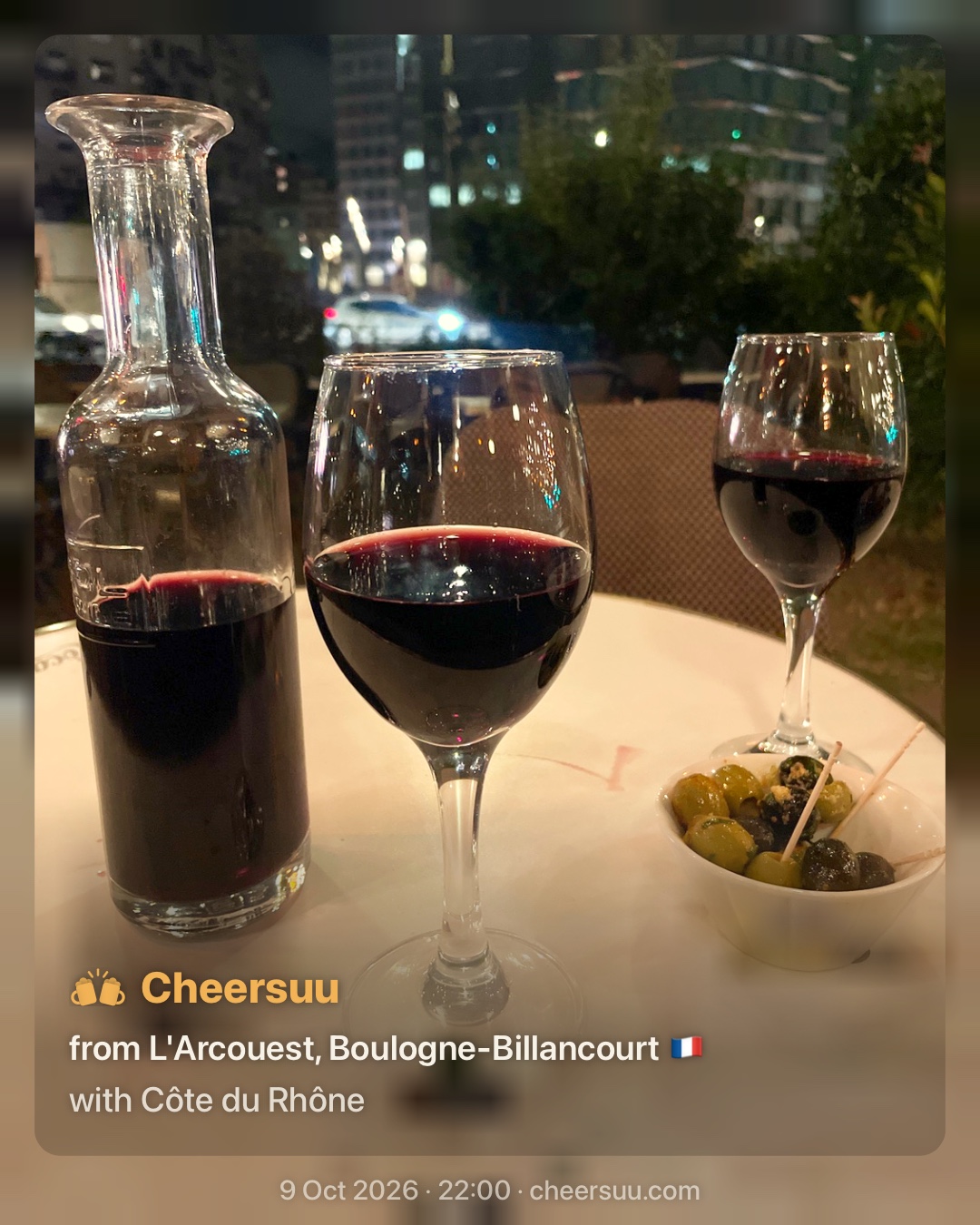 A Cheersuu from L'Arcouest, Boulogne-Billancourt
