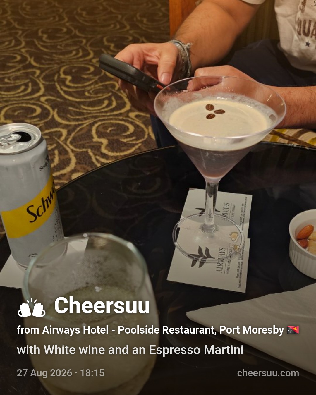 A Cheersuu from Airways Hotel - Poolside Restaurant, Port Moresby
